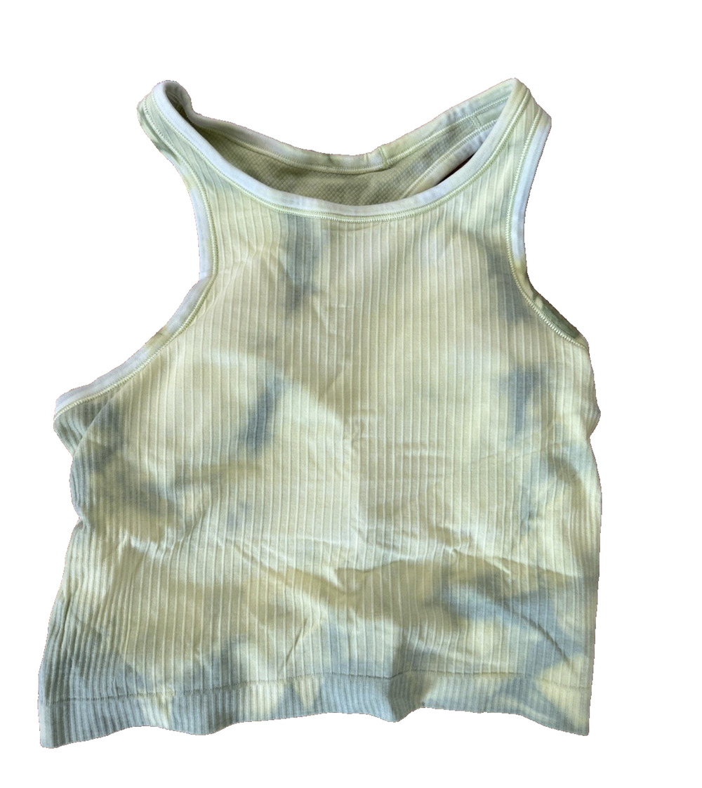 Lululemon Women's Built in Bra Training Crop Tank Top Tie Dye Green Size 2